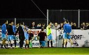 18 September 2015; General view of Drogheda United players and Drogheda United supporters at the end of the game. SSE Airtricity League Premier Division, Dundalk v Drogheda United. Oriel Park, Dundalk. Picture credit: David Maher / SPORTSFILE