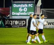 18 September 2015; General view of the scoreboard at the end of the game. SSE Airtricity League Premier Division, Dundalk v Drogheda United. Oriel Park, Dundalk. Picture credit: David Maher / SPORTSFILE