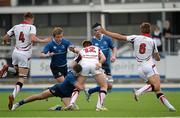 19 September 2015; Josh Jordon, Ulster, is tackled by Michael McDermott, Leinster. U19 Interprovincial Rugby Championship, Round 3, Leinster v Ulster. Donnybrook Stadium, Donnybrook, Dublin. Picture credit: Sam Barnes / SPORTSFILE