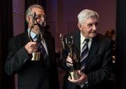 19 September 2015; Tipperary’s Jimmy Finn, left, who captained his side to All-Ireland glory in 1951 and Kerry legend Mick O’Dwyer who both received the GPA Lifetime Achievement Awards for hurling and football respectively at the GPA Former Players Event in Croke Park. Over 400 former county footballers and hurlers gathered at the annual lunch which is now in its third year. The event is part of the GPA’s efforts to develop an active player alumi. Croke Park, Dublin. Picture credit: Ray McManus / SPORTSFILE