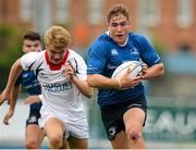 19 September 2015; Jordan Larmour, Leinster, breaks through the Ulster defense on his way to scoring a try. U19 Interprovincial Rugby Championship, Round 3, Leinster v Ulster. Donnybrook Stadium, Donnybrook, Dublin. Picture credit: Sam Barnes / SPORTSFILE
