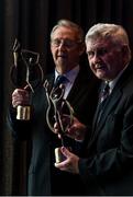 19 September 2015; Tipperary’s Jimmy Finn, left, who captained his side to All-Ireland glory in 1951 and Kerry legend Mick O’Dwyer who both received the GPA Lifetime Achievement Awards for hurling and football respectively at the GPA Former Players Event in Croke Park. Over 400 former county footballers and hurlers gathered at the annual lunch which is now in its third year. The event is part of the GPA’s efforts to develop an active player alumi. Croke Park, Dublin. Picture credit: Ray McManus / SPORTSFILE