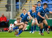 19 September 2015; Ciaran Frawley, Leinster, is tackled by Jonny Betts, Ulster. U19 Interprovincial Rugby Championship, Round 3, Leinster v Ulster. Donnybrook Stadium, Donnybrook, Dublin. Picture credit: Sam Barnes / SPORTSFILE