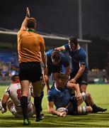 18 September 2015; Michael Melia, Leinster, after scoring a try. U20 Interprovincial Rugby Championship, Round 3, Leinster v Ulster. Donnybrook Stadium, Donnybrook, Dublin. Picture credit: Stephen McCarthy / SPORTSFILE