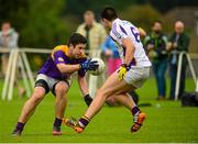 19 September 2015; Fiachra Ward, Wolfe Tones, in action against Mark Coughlan, Kilmacud Crokes. FBD7s Senior All Ireland Football 7s at Kilmacud Crokes. Semi-Final, Kilmacud Crokes, Dublin v Wolfe Tones, Meath. Glenalbyn House, Stillorgan, Co. Dublin. Picture credit: Piaras Ó Mídheach / SPORTSFILE