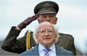 19 September 2015; President of Ireland Michael D. Higgins stands for the national anthem. EA Sports Cup Final, Galway United v St Patrick’s Athletic. Eamonn Deacy Park, Galway. Picture credit: Matt Browne / SPORTSFILE