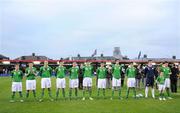 29 March 2009; The Republic of Ireland team stand for the national anthem. 2011 UEFA European U21 Championship Qualifier, Republic of Ireland v Turkey, Turners Cross, Cork. Picture credit: Brendan Moran / SPORTSFILE