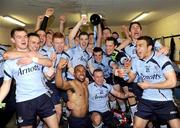 5 April 2009; The Dublin team celebrate in their dressing room followig their victory of the Cadbury Leinster U21 Football Championship Final match between Laois and Dublin at O'Moore Park in Portlaoise, Laois. Photo by Sportsfile