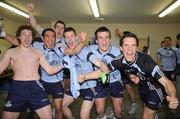 5 April 2009; Dublin players celebrate in their dressing room after the game. Cadbury Leinster U21 Football Championship Final, Laois v Dublin, O'Moore Park, Portlaoise, Co. Laois. Photo by Sportsfile