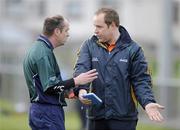 5 April 2009; Armagh manager Gregory McGonigle disputes a decision with referee Liam McDonagh. Bord Gais Energy Ladies NFL Quarter-Final, Armagh v Dublin, Clann Eireann, Lurgan, Co. Armagh. Picture credit: Oliver McVeigh / SPORTSFILE