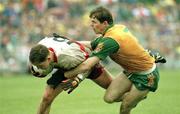 18 July 1993; Derry's Damien Cassidy in action against Donegal's Matt Gallagher. Ulster Senior Football Championship Final, Derry v Donegal, St. Tighearnach's Park, Clones, Co. Monaghan. Picture credit; Ray McManus / SPORTSFILE