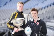 7 February 2009; The 2008 winning minor captains Tom Breen, left, of Kilkenny and Ryan Pickering of Tyrone, with the Irish Press Cup and the Tom Markham Cup at the launch of the 2009 ESB All-Ireland Minor Football and Hurling Championships. Croke Park, Dublin. Picture credit: Brendan Moran / SPORTSFILE
