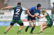 19 September 2015; Kevin Dolan, Leinster, in action against Rory Gaffney,10, and Darren Buckley, Connacht. Clubs Interprovincial Rugby Championship, Round 3, Connacht v Leinster. Sportsground, Galway. Picture credit: Matt Browne / SPORTSFILE