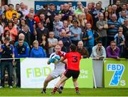 19 September 2015; Pat Burke, Kilmacud Crokes, in action against Rory Treanor, Truagh Gaels. FBD7s Senior All Ireland Football 7s at Kilmacud Crokes, Final, Kilmacud Crokes, Dublin, v Truagh Gaels, Monaghan. Glenalbyn House, Stillorgan, Co. Dublin. Picture credit: Piaras Ó Mídheach / SPORTSFILE