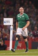 19 September 2015; Paul O'Connell, Ireland, leaves the field after picking up a yellow card. 2015 Rugby World Cup, Pool D, Ireland v Canada. Millennium Stadium, Cardiff, Wales. Picture credit: Stephen McCarthy / SPORTSFILE