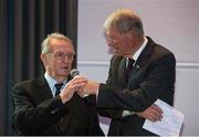 19 September 2015; Tipperary’s Jimmy Finn who captained his side to All-Ireland glory in 1951 with Mícheál Ó Muircheartaigh when he received the GPA Lifetime Achievement Awards for hurling at the GPA Former Players Event in Croke Park. Over 400 former county footballers and hurlers gathered at the annual lunch which is now in its third year. The event is part of the GPA’s efforts to develop an active player alumi. Croke Park, Dublin. Picture credit: Ray McManus / SPORTSFILE