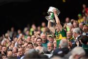 20 September 2015; Mark O’Connor, Kerry, lifts the cup. Electric Ireland GAA Football All-Ireland Minor Championship Final, Kerry v Tipperary, Croke Park, Dublin. Picture credit: Ramsey Cardy / SPORTSFILE