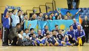 22 February 2009; The victorious Kazakhstan squad celebrate with supporters after victory in all three tournament games. UEFA Futsal Championship 2010 Qualifying Tournament, Republic of Ireland v Kazakhstan. National Basketball Arena, Tallaght. Picture credit: Stephen McCarthy / SPORTSFILE