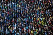 20 September 2015; Supporters stand in the rain during the National Anthem. GAA Football All-Ireland Senior Championship Final, Dublin v Kerry, Croke Park, Dublin. Picture credit: Brendan Moran / SPORTSFILE