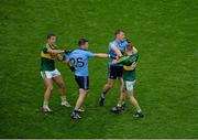 20 September 2015; Dublin players Kevin McManamon, left, and Paul Flynn get involved in a scuffle with Aidan O'Mahony, left, and Peter Crowley, Kerry. GAA Football All-Ireland Senior Championship Final, Dublin v Kerry, Croke Park, Dublin. Picture credit: Dáire Brennan / SPORTSFILE