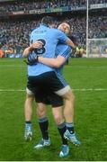 20 September 2015; Paddy Andrews, right, Dublin, celebrates with Alan Brogan at the end of the game. GAA Football All-Ireland Senior Championship Final, Dublin v Kerry, Croke Park, Dublin. Picture credit: David Maher / SPORTSFILE