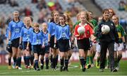 20 September 2015; Players and officials during the Cumann na mBunscol INTO Respect Exhibition Go Games 2015 at the GAA Football All-Ireland Senior Championship Final between Dublin and Kerry at Croke Park, Dublin. Picture credit: Stephen McCarthy / SPORTSFILE