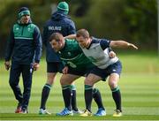 21 September 2015; Ireland's Mike Ross and Darren Cave during squad training. Ireland Rugby Squad Training, 2015 Rugby World Cup, St George's Park, Burton-upon-Trent, England. Picture credit: Brendan Moran / SPORTSFILE