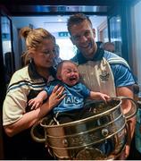 21 September 2015; Dublin's Jonny Cooper meet 8-month old James Carthy with his mother Christina during a visit from the GAA Football All-Ireland Champions Dublin to Temple Street Children’s Hospital. Temple Street, Dublin. Picture credit: Ramsey Cardy / SPORTSFILE