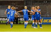 21 September 2015; Emma Koivisto, Finland, celebrates with teammates after scoring her team's first goal. UEFA Women's EURO 2017 Qualifier Group 2, Republic of Ireland v Finland. Tallaght Stadium, Tallaght, Co. Dublin. Picture credit: Seb Daly / SPORTSFILE