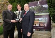 16 April 2009; Pictured today at Carton House at the launch of The Carton Cup are, from left, Dublin manager Pat Gilroy, David Webster, General Manager Carton House, and Louth manager Eamonn McEnaney. The senior inter-county challenge match will take place this Friday, 17th April at Carton House, Maynooth, Co. Kildare with a 7pm throw in. The match will mark the official opening of the Carton House Training Facility, a multi-purpose training venue for top class teams in gaelic games, soccer and rugby. Tickets will be available at the venue and are priced at €10 for adults and €5 for students/OAPs. Under 16s will be admitted free of charge. Carton House, Maynooth, Co Kildare. Picture credit: Brian Lawless / SPORTSFILE  *** Local Caption ***