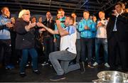 21 September 2015; Dublin's Kevin McManamon dances on stage with Ann Grimes, from Dublin, during the team homecoming. O'Connell St, Dublin. Photo by Sportsfile