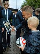 21 September 2015; Ireland's Ian Madigan poses for a selfie for a young fan before the Ireland Squad Rugby World Cup Official Welcome Ceremony. Ireland Welcome Ceremony, 2015 Rugby World Cup, Burton Town Hall, Burton-upon-Trent, England. Picture credit: Brendan Moran / SPORTSFILE