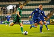 21 September 2015; Diane Caldwell, Republic of Ireland, in action against Anna Westerlund, Finland. UEFA Women's EURO 2017 Qualifier Group 2, Republic of Ireland v Finland. Tallaght Stadium, Tallaght, Co. Dublin. Picture credit: Seb Daly / SPORTSFILE