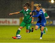 21 September 2015; Katie McCabe, Republic of Ireland, in action against Emmi Alanen, Finland. UEFA Women's EURO 2017 Qualifier Group 2, Republic of Ireland v Finland. Tallaght Stadium, Tallaght, Co. Dublin. Picture credit: Seb Daly / SPORTSFILE