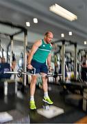 22 September 2015; Ireland's Rory Best in action during a gym session. 2015 Rugby World Cup, Ireland Rugby Squad Training. St George's Park, Burton-upon-Trent, England. Picture credit: Brendan Moran / SPORTSFILE
