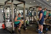 22 September 2015; Ireland's Nathan White and Tadhg Furlong during a gym session. 2015 Rugby World Cup, Ireland Rugby Squad Training. St George's Park, Burton-upon-Trent, England. Picture credit: Brendan Moran / SPORTSFILE