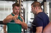 22 September 2015; Ireland players Sean O'Brien, left, and Mike Ross during a gym session. 2015 Rugby World Cup, Ireland Rugby Squad Training. St George's Park, Burton-upon-Trent, England. Picture credit: Brendan Moran / SPORTSFILE