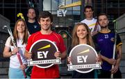 22 September 2015; Pictured at the launch of the inaugural EY Hockey League are, left to right, Katie Mullan, Peter Caruth, Matthew Bell, Chloe Watkins, Andrew Ward and Alan Sothern. For the first time ever the EY Hockey League will see the best teams in Ireland competing against each other week in week out for 18 competitive rounds. The league will play home to many of Ireland’s current international stars as well as a wealth of aspiring talent and team stalwarts. Launch of The EY Hockey League. EY, Harcourt Centre, Harcourt St, Dublin 2. Picture credit: Cody Glenn / SPORTSFILE