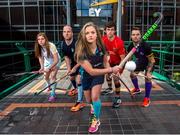 22 September 2015; Pictured at the launch of the inaugural EY Hockey League are, left to right, Katie Mullan, Peter Caruth, Chloe Watkins, Matthew Bell and Alan Sothern. For the first time ever the EY Hockey League will see the best teams in Ireland competing against each other week in week out for 18 competitive rounds. The league will play home to many of Ireland’s current international stars as well as a wealth of aspiring talent and team stalwarts. Launch of The EY Hockey League. EY, Harcourt Centre, Harcourt St, Dublin 2. Picture credit: Cody Glenn / SPORTSFILE