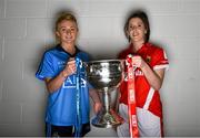 22 September 2015; In attendence at a photocall ahead of the TG4 All-Ireland Junior, Intermediate and Senior Ladies Football Championship Finals on Sunday next is Dublin footballer Carla Rowe and Cork captain Ciara O'Sullivan. TG4 All-Ireland Ladies Football Championship Finals Captains Day. Croke Park, Dublin. Photo by Sportsfile