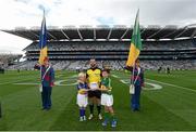 20 September 2015; Referee David Gough is presented with the match ball ahead of the game. Electric Ireland GAA Football All-Ireland Minor Championship Final, Kerry v Tipperary, Croke Park, Dublin. Picture credit: Stephen McCarthy / SPORTSFILE