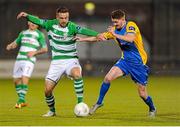 22 September 2015; Michael Drennan, Shamrock Rovers, in action against Adam Hanlon, Bray Wanderers. SSE Airtricity League Premier Division, Shamrock Rovers v Bray Wanderers. Tallaght Stadium, Tallaght, Co. Dublin. Picture credit: Seb Daly / SPORTSFILE