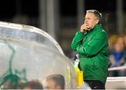 22 September 2015; Bray Wanderers Assistant Manager Harry Kenny stands behind the dugout after bing told he can't take his place pitchside due to his FAI role. SSE Airtricity League Premier Division, Shamrock Rovers v Bray Wanderers. Tallaght Stadium, Tallaght, Co. Dublin. Picture credit: Seb Daly / SPORTSFILE
