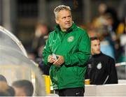 22 September 2015; Bray Wanderers Assistant Manager Harry Kenny stands behind the dugout after bing told he can't take his place pitchside due to his FAI role. SSE Airtricity League Premier Division, Shamrock Rovers v Bray Wanderers. Tallaght Stadium, Tallaght, Co. Dublin. Picture credit: Seb Daly / SPORTSFILE