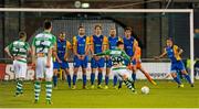 22 September 2015; Brandon Miele, Shamrock Rovers, scores his team's opening goal from a freekick. SSE Airtricity League Premier Division, Shamrock Rovers v Bray Wanderers. Tallaght Stadium, Tallaght, Co. Dublin. Picture credit: Seb Daly / SPORTSFILE