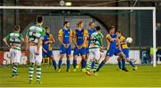 22 September 2015; Brandon Miele, Shamrock Rovers, scores his team's opening goal from a freekick. SSE Airtricity League Premier Division, Shamrock Rovers v Bray Wanderers. Tallaght Stadium, Tallaght, Co. Dublin. Picture credit: Seb Daly / SPORTSFILE