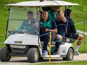 23 September 2015; Ireland players, from left, Peter O'Mahony, Mike Ross, Paul O'Connell, Cian Healy and Rob Kearney arrive for squad training. 2015 Rugby World Cup, Ireland Rugby Squad Training. St George's Park, Burton-upon-Trent, England. Picture credit: Brendan Moran / SPORTSFILE