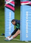 23 September 2015; Ireland's Rob Kearney stretches during squad training. 2015 Rugby World Cup, Ireland Rugby Squad Training. St George's Park, Burton-upon-Trent, England. Picture credit: Brendan Moran / SPORTSFILE