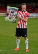 23 September 2015; EA SPORTS™ are celebrating the launch of FIFA 16 with the creation of an exclusive League of Ireland FIFA 16 cover which features Derry City FC's Ciaran O’Connor. Fans can download this special sleeve for free when the game launches this #FIFA16THURSDAY from https://www.easports.com/uk/fifa/club-packs/league-of-ireland. The two players, who will appear alongside the FIFA 16 global cover star Lionel Messi, were selected after topping a poll vote hosted on Extratime.ie. Brandywell, Derry. Picture credit: Oliver McVeigh / SPORTSFILE