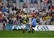 20 September 2015; Bryan McMahon, Bennekerry NS, Bennekerry, Carlow, representing Kerry, in action against Jacob Coughlan, Schull NS, Schull, Cork, representing Dublin. GAA Football All-Ireland Senior Championship Final, Dublin v Kerry, Croke Park, Dublin. Picture credit: Ray McManus / SPORTSFILE